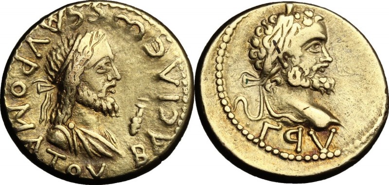 Greek Asia. Kings of Bosporos. Sauromates III, with Septimius Severus. EL Stater...