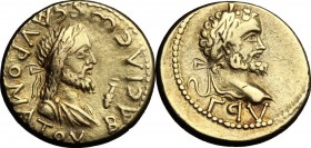 Kings of Bosporos.  Sauromates III, with Septimius Severus.. EL Stater, 196-197 AD
