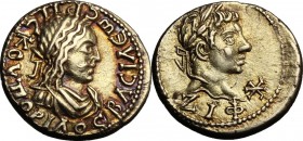 Kings of Bosporos.  Rheskuporis II (c. 211-226) with Elagabalus.. EL Stater, 220-221 AD