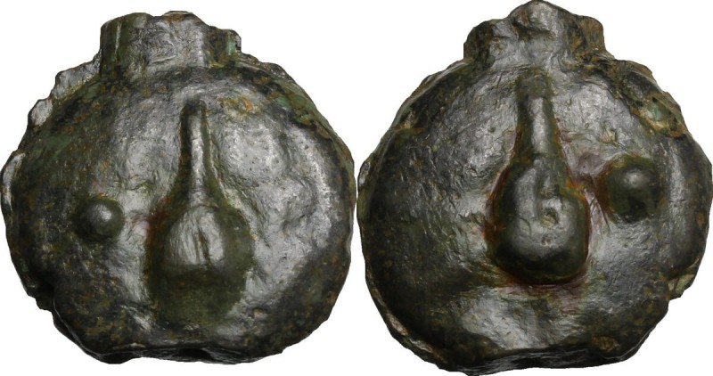 Apollo/Apollo series. AE cast Uncia, 275-270 BC. D/ Barley grain; pellet to left...