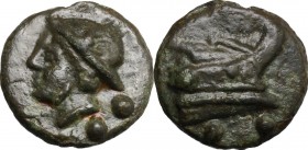 Janus/prow to right libral series.. AE Cast Sextans, 225-217 BC