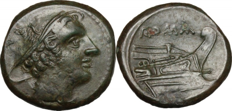 Semilibral series. AE Semuncia, 217-215 BC. D/ Head of Mercury right, wearing wi...