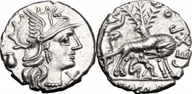 Sex. Pompeius Fostlus.. AR Denarius, 137 BC