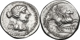 Q. Titius. AR Quinarius, 90 BC