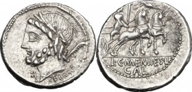 L. and C. Memmius L.f. Galeria.. AR Denarius, 87 BC