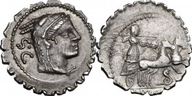 L. Procilius.. AR Denarius serratus, 80 BC