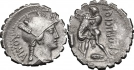 C. Poblicius Q. f. . AR Denarius serratus, 80 BC