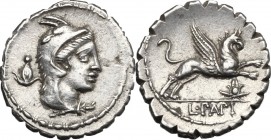 L. Papius.. AR Denarius serratus, 79 BC