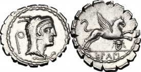 L. Papius.. AR Denarius serratus, 79 BC