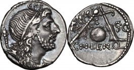 Cn. Lentulus.. AR Denarius, 76-75 BC