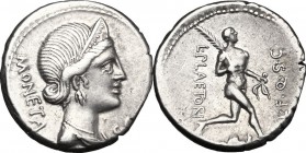 L. Plaetorius L.f. Cestianus. AR Denarius, 74 BC