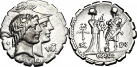 Q. Fufius Calenus and Mucius Cordus.. AR Denarius serratus, 70 BC