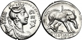 C. Hosidius C.f. Geta.. AR Denarius, 68 BC