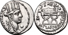 M. Plaetorius M. f. Cestianus.. AR Denarius, 67 BC