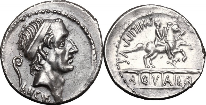 L. Marcius Philippus. AR Denarius, 56 BC. D/ Diademed head of Ancus Marcius righ...