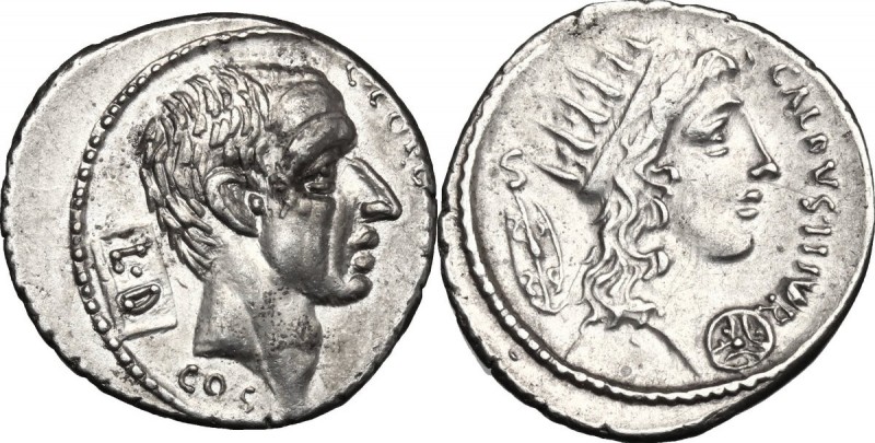 C. Coelius Caldus. AR Denarius, 51 BC. D/ C COEL CALDVS. Bare head of C. Coelius...