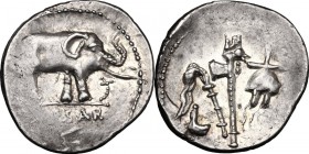 Julius Caesar.. AR Denarius, mint moving with Caesar, 49-48 BC