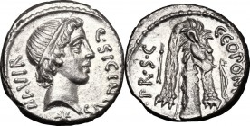 Q. Sicinius and C. Coponius.. AR Denarius, 49 BC