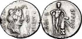 Q. Caecilius Metellus Pius Scipio and Eppius Legatus.. AR Denarius, Africa, 47-46 BC