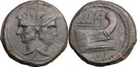 Sextus Pompeius.. AE As, Sicily, c. 42-38 BC