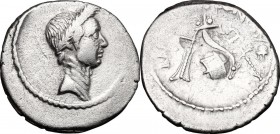 Julius Caesar.. AR Denarius, L. Mussidius Longus moneyer, 42 BC