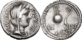C. Cassius and Lentulus Spinther. AR Denarius, mint moving with Brutus and Cassius (probably Smyrna) 43-42 BC