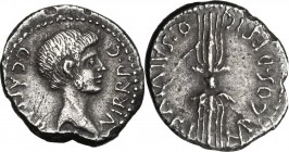Octavian. AR Denarius, mint moving with Octavian, 40 BC