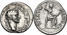Tiberius (14-37).. AR Denarius, Tribute Penny type. Lugdunum mint, 18-35 AD