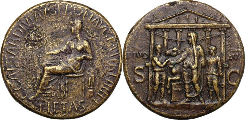 Caligula (37-41). AE Sestertius, Rome mint, 40-41 AD. D/ C CAESAR DIVI AVG PRON ...