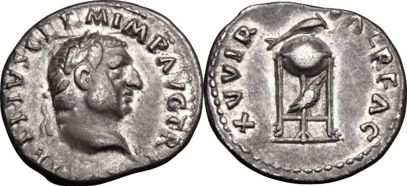 Vitellius (69 AD). AR Denarius, Rome mint. D/ A VITELLIVS GERM IMP AVG TR P. Lau...