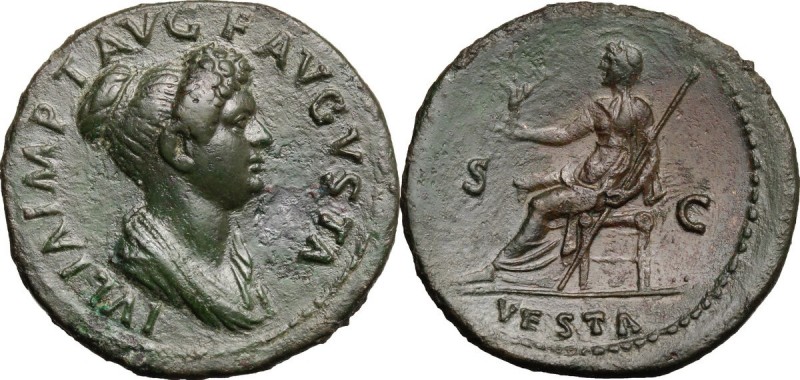 Julia, daughter of Titus (died 90 AD). AE Dupondius, 80-81 AD. D/ IVLIA IMP T AV...