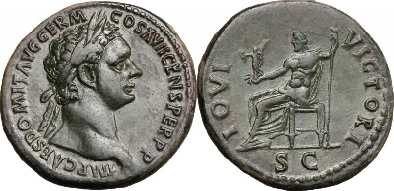 Domitian (81-96). AE Sestertius, 95-96 AD. D/ IMP CAES DOMIT AVG GERM COS XVII C...