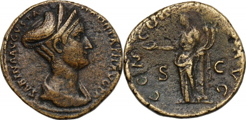 Sabina, wife of Hadrian (died 137 AD). AE Sestertius, Rome mint. D/ SABINA AVGVS...