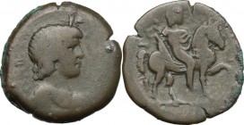Antinous, favorite of Hadrian (died 130 AD).. AE Diobol, Alexandria mint. Struck RY 19 of Hadrian (134-135 AD)