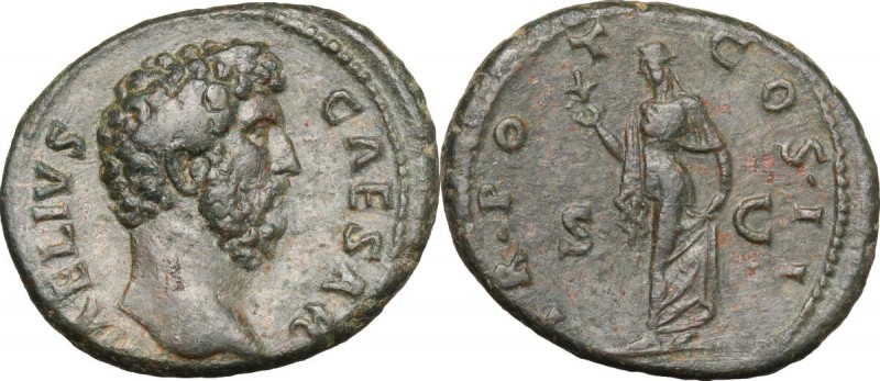 Aelius (Caesar, 136-138). AE As, 137 AD. D/ AELIVS CAESAR. Bare head right. R/ T...