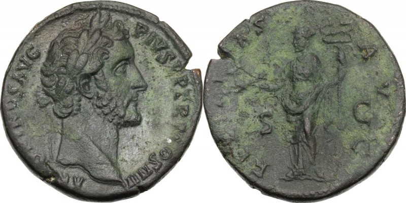 Antoninus Pius (138-161). AE Sestertius, 145-161 AD. D/ ANTONINVS AVG PIVS PP TR...