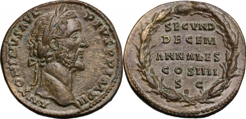 Antoninus Pius (138-161). AE Sestertius, 145-161 AD. D/ ANTONINVS AVG PIVS PP IM...