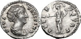 Faustina I, wife of Antoninus Pius (died 141 AD).. AR Denarius, after c. 146 AD