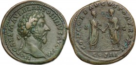 Marcus Aurelius (161-180).. AE Sestertius, 161-162 AD