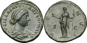 Lucilla, wife of Lucius Verus (died 183 AD).. AE Sestertius, struck under M. Aurelius
