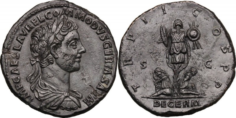 Commodus as Caesar (175-177). AE Sestertius, 177 AD. D/ IMP CAES L AVREL COMMODV...