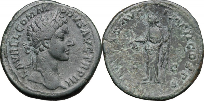 Commodus (177-192). AE Sestertius, 178 AD. D/ L. AVREL COMMODVS AVG TR P III. La...