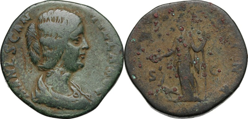 Manlia Scantilla, wife of Didius Julianus (died 193 AD.). AE Sestertius. D/ MANL...