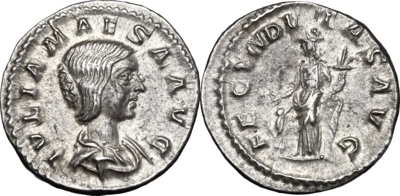Julia Maesa, sister of Julia Domna (died 225 AD). AR Denarius. D/ IVLIA MAESA AV...