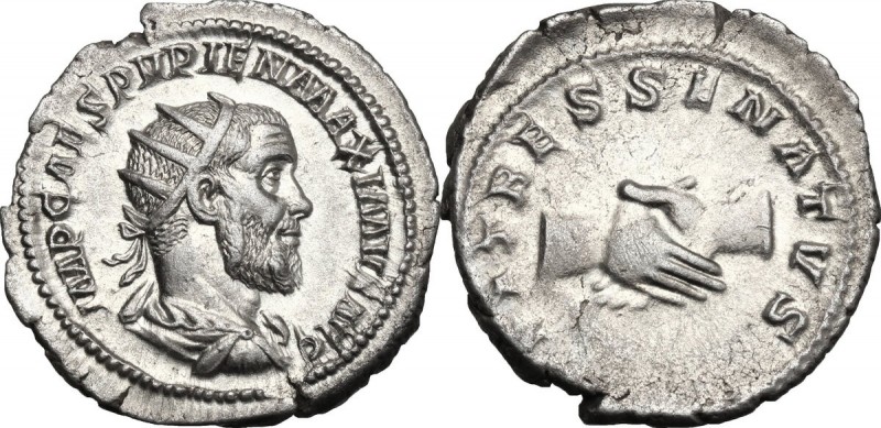 Pupienus (238 AD). AR Antoninianus, Rome mint. D/ IMP CAES PVPIEN MAXIMVS AVG. R...