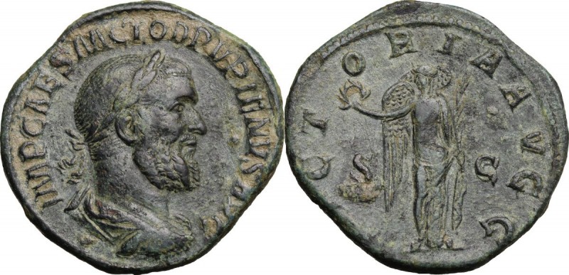 Pupienus (238 AD). AE Sestertius, Rome mint. D/ IMP CAES M CLOD PVPIENVS AVG. La...