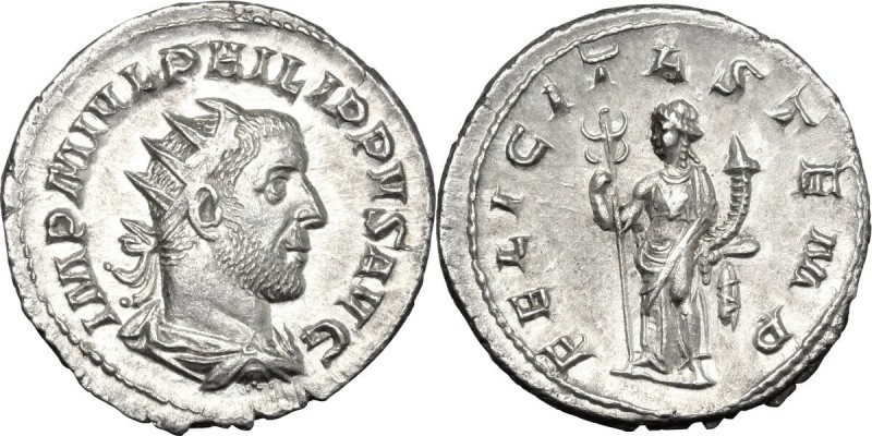 Philip I (244-249). AR Antoninianus, Rome mint. D/ IMP M IVL PHILIPPVS AVG. Radi...