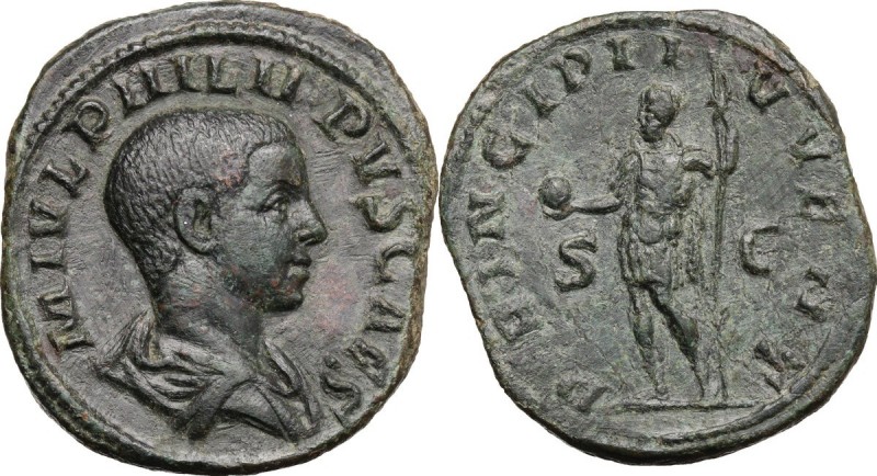 Philip II as Caesar (244-247). AE Sestertius, Rome mint. D/ M IVL PHILIPPVS CAES...