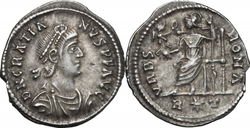 Gratian (367-383). AR Siliqua, Rome mint, 378-383 AD. D/ DN GRATIANVS PF AVG. Pe...