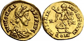 Honorius (393-423).. AV Tremissis, Rome mint